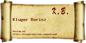 Kluger Borisz névjegykártya